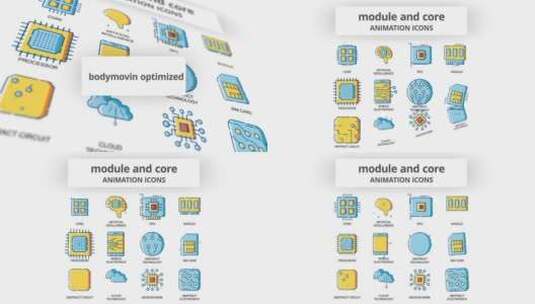 创意线条模块核心图标动画展示AE模板高清AE视频素材下载