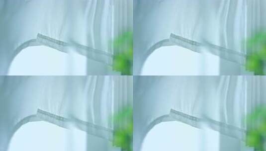 飘动的白色窗帘高清在线视频素材下载