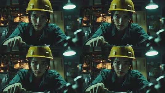 车间女工专注维修设备高清在线视频素材下载