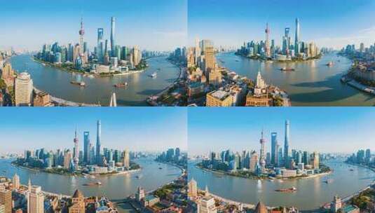 上海陆家嘴黄浦江畔全景高清在线视频素材下载