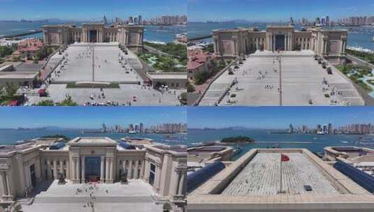 青岛中国人民解放军海军博物馆航拍高清在线视频素材下载