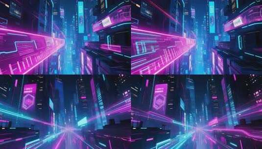 赛博朋克城市光轨动态背景视频高清在线视频素材下载