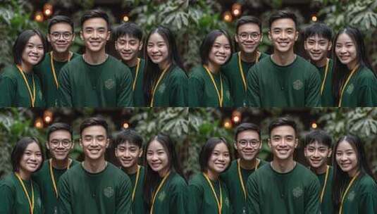 充满活力的年轻团队自信微笑合影高清在线视频素材下载