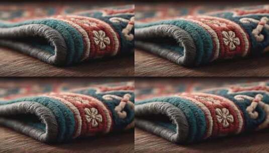 精致手工羊毛地毯纹理细节展示高清在线视频素材下载