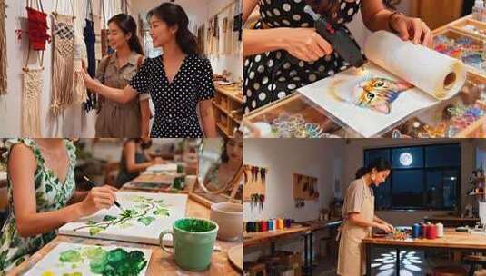 手工文创体验店视频高清在线视频素材下载