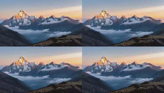 川西超美雪山日出云海4K高清在线视频素材下载