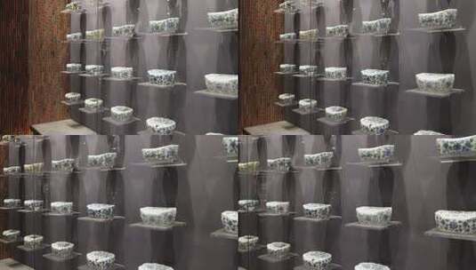 江西景德镇御窑博物馆藏大量瓷枕陈列高清在线视频素材下载