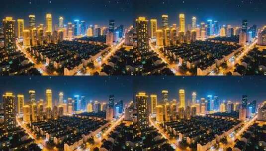 航拍万家灯火4K高清在线视频素材下载