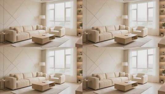 现代简约风格客厅室内场景高清在线视频素材下载