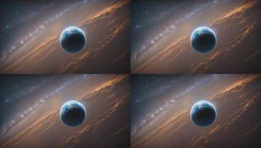 太空视角地球与星空画面高清在线视频素材下载