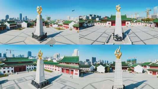 城市中景观古迹与现代建筑全景高清在线视频素材下载