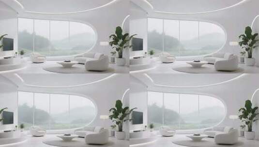 现代室内白色客厅空间素材高清在线视频素材下载