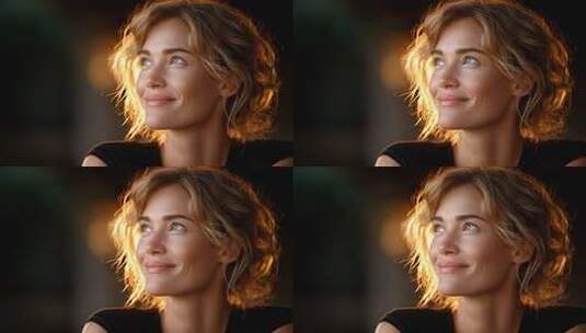 金色光芒照耀下的自信女性高清在线视频素材下载