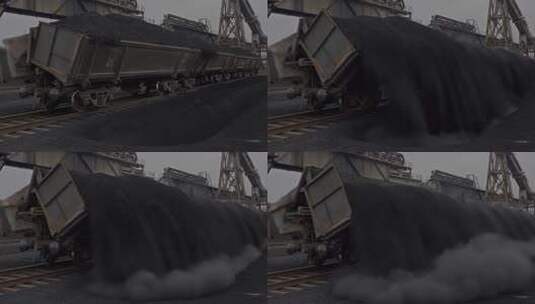 煤矿火车车厢装载煤炭场景高清在线视频素材下载