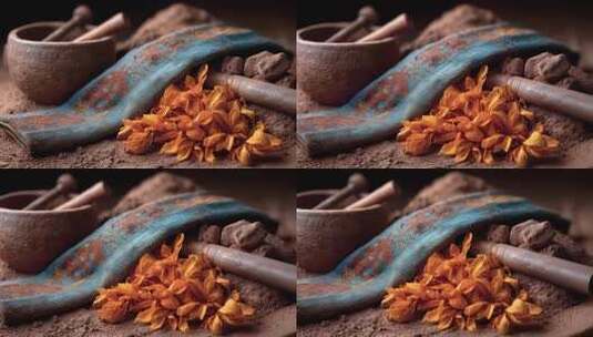 传统医药的静物展示与疗愈氛围营造高清在线视频素材下载