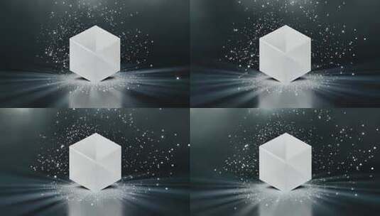 白色立方体粒子光效展示高清在线视频素材下载