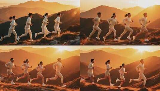 年轻人山间跑步运动素材高清在线视频素材下载