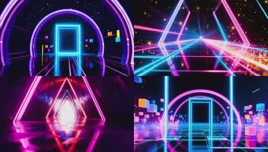 4k霓虹动感炫酷赛博朋克穿梭背景合集高清在线视频素材下载