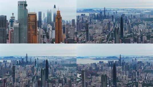 航拍深圳城市建筑群雨后云海高清在线视频素材下载