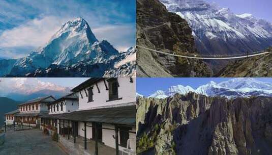 尼泊尔雪山壮丽全景高清在线视频素材下载