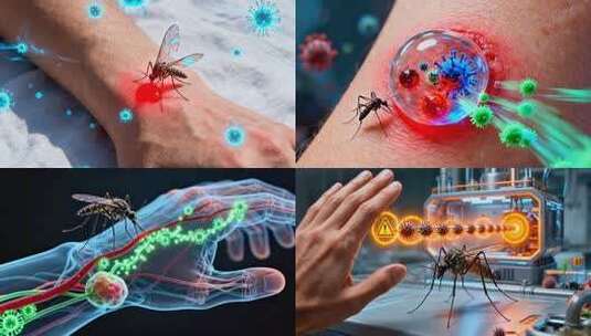 蚊子吸血与病毒传播 病毒传播医学动画素材高清在线视频素材下载