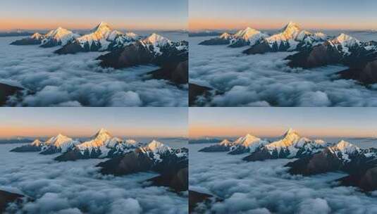 川西超美雪山日出云海4K高清在线视频素材下载