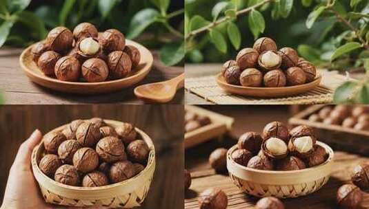 夏威夷果澳洲坚果高清在线视频素材下载