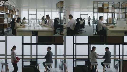 与外籍商人参观办公室办公场景高清在线视频素材下载