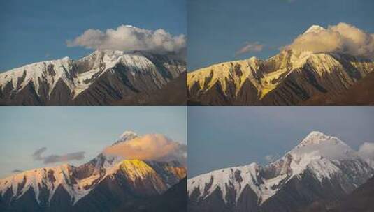 子梅垭口贡嘎雪山日照金山延时视频高清在线视频素材下载