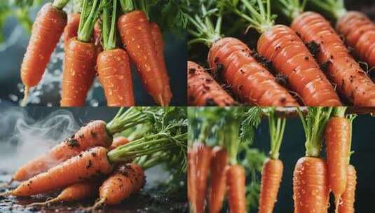 新鲜胡萝卜有机蔬菜高清在线视频素材下载