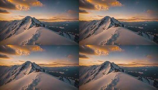 雪山日落星空全景高清在线视频素材下载