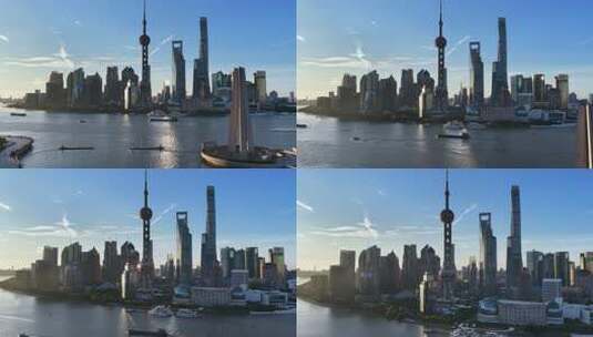 上海航拍陆家嘴城市地标日出高清在线视频素材下载