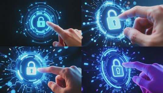 手指点击虚拟安全锁素材高清在线视频素材下载