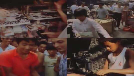 80年代上海街头各行各业高清在线视频素材下载