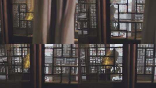 中式房间里的老式唱机在播放黑胶唱片高清在线视频素材下载