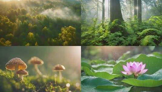 阳光照耀下的茂密森林高清在线视频素材下载