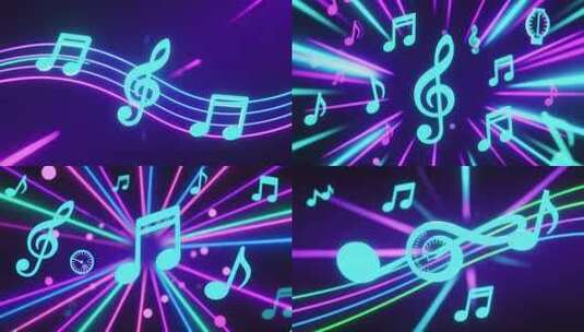 动感霓虹音乐音符素材高清在线视频素材下载