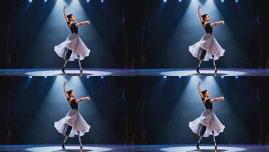 舞台上假肢舞者舞蹈表演高清在线视频素材下载