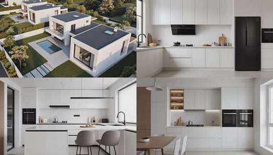 现代简约别墅设计厨房设计高清在线视频素材下载