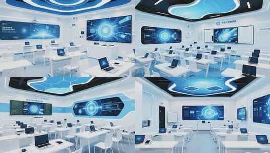 科技感网络科技教室场景高清在线视频素材下载