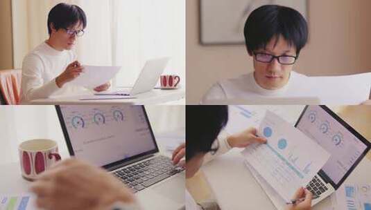 男士居家使用笔记本电脑办公高清在线视频素材下载