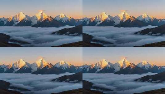 川西超美雪山日出云海4K高清在线视频素材下载