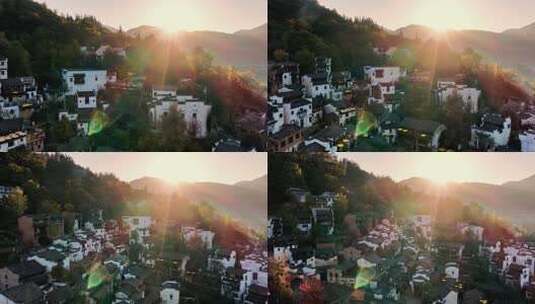 江西婺源篁岭美丽乡村晒秋航拍高清在线视频素材下载