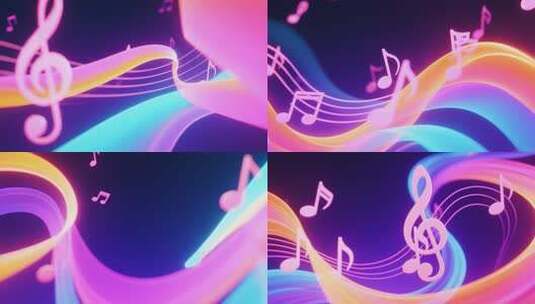 彩色音符音乐元素素材高清在线视频素材下载