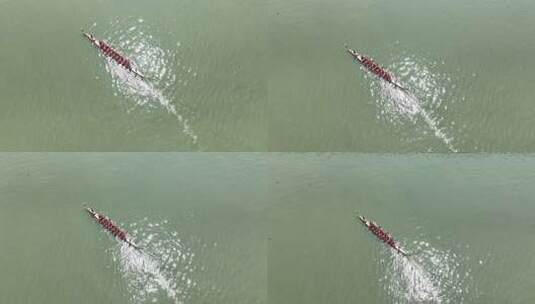 空中俯瞰龙舟比赛场景高清在线视频素材下载