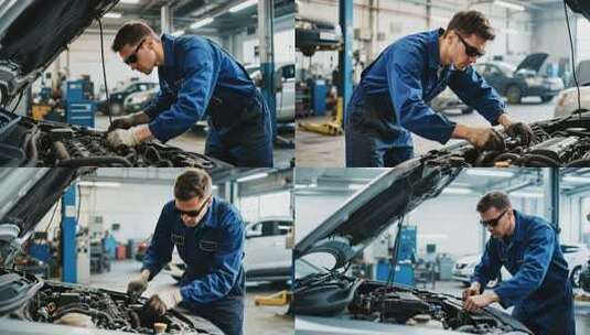 工人检修汽车发动机高清在线视频素材下载