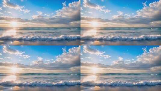 海边日出海浪全景高清在线视频素材下载