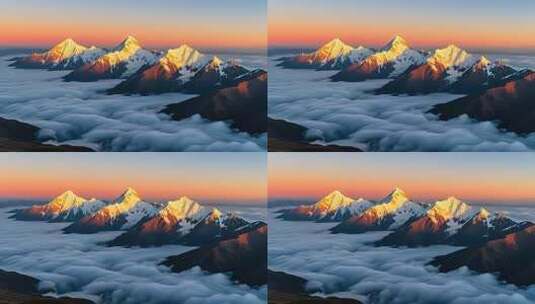 川西超美雪山日出云海4K高清在线视频素材下载