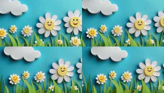 卡通雏菊的快乐成长 微笑雏菊的童趣世界高清在线视频素材下载