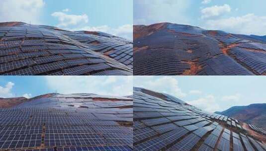 山坡上的太阳能光伏板高清在线视频素材下载